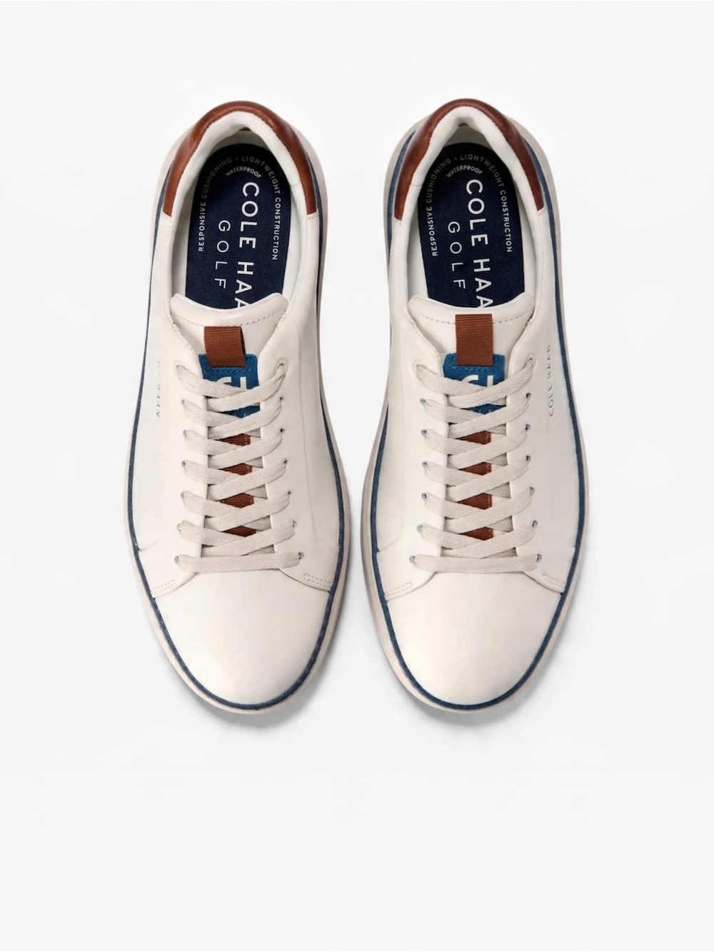 Cole Haan Men’s GrandPro Topspin Waterproof Golf Shoes Ivory Auburn Blue Size 13 - Picture 4 of 8